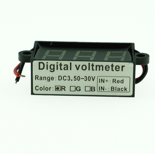 Вольтметр цифровой: 3,5-30VDC red IP68 (24х42mm)