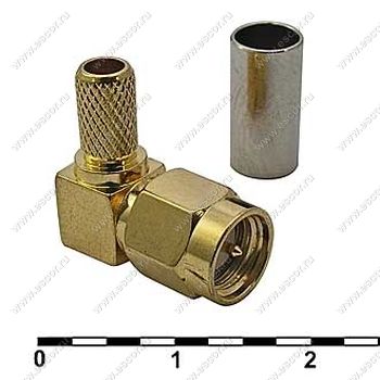 SMA-LC58P штекер на кабель RG58 (обжим; угловой), Разъём высокочастотный
