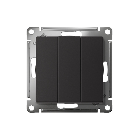Выключатель AtlasDesign c/у 3-кл IP20 10А механизм ATN001031 КАРБОН