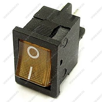 Переключатель клавишный KCD1-104(N)-1C Y/4P 12V on-off желтый