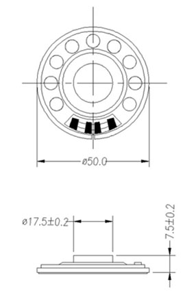 Динамик DXI50N-A 50х7,5мм, 8 Ом, 0,5 Вт