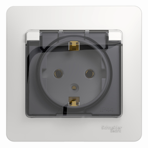 Розетка с крышкой 1-ая с/у с з/к Schneider Electric Glossa 250V 16A белый