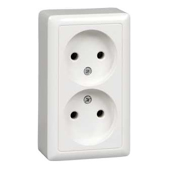 Розетка с изоляционной пластиной 2-ая о/у без з/к Schneider Electric ХИТ 250V 16A белый