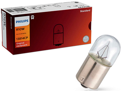 Автолампа накаливания R10W Philips  24V 10W BA15s 13814CP