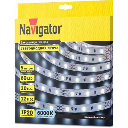 Лента светодиодная Navigator NLS-5730CW60-30-IP20-12V R5 White