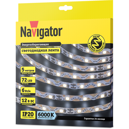 Лента светодиодная S-типа Navigator NLS-2835CWST72-6-IP20-12V