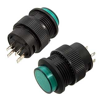 Переключатель кнопочный R16-503BD-G Non lock зеленый