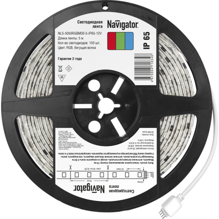Лента светодиодная Navigator NLS-5050RGBM30-5-IP65-12V SPI «Бегущая волна» 