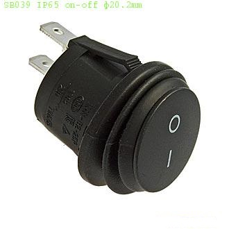 Переключатель клавишный SB039 IP65 on-off чёрный