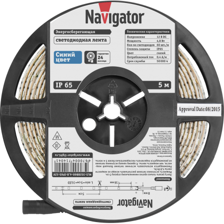 Лента светодиодная Navigator NLS-3528B60-4.8-IP65-12V R5 Blue