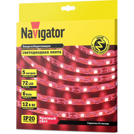 Лента светодиодная S-тип Navigator NLS-2835WWST72-6-IP20-12V