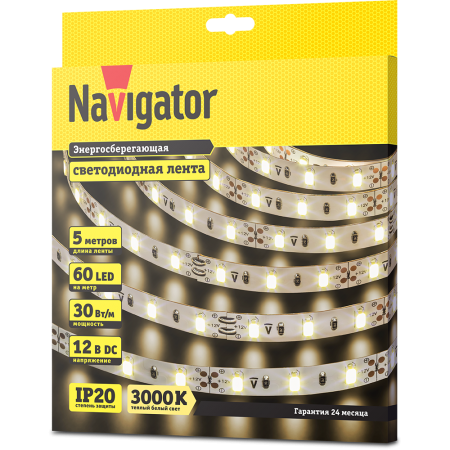 Лента светодиодная Navigator NLS-5730WW60-30-IP20-12V R5 Warm White