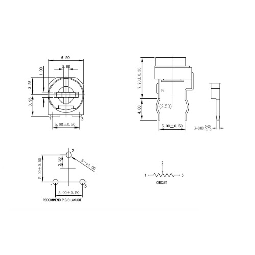 RM-065  500.0K 20%, Резистор подстроечный