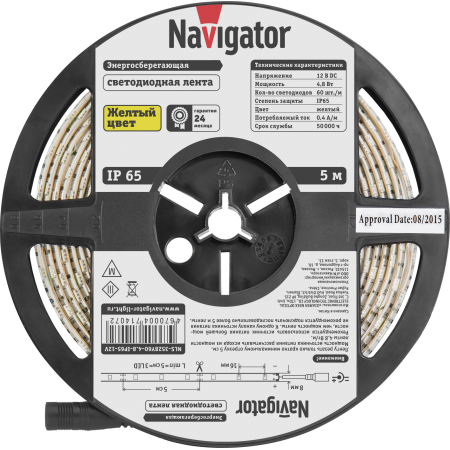 Лента светодиодная Navigator NLS-3528Y60-4.8-IP65-12V-Pro R5