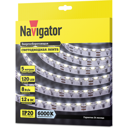 Лента светодиодная бокового свечения Navigator NLS-335CWS120-8-IP20-12V