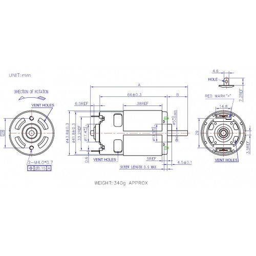 Мотор 775 (12В, 4500 об/мин) для Arduino