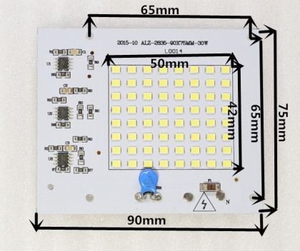 Светодиодная матрица "прямого включения" ST 30W 6000K smd2835 (220V, 2700lm, 64LED, 90x75mm)