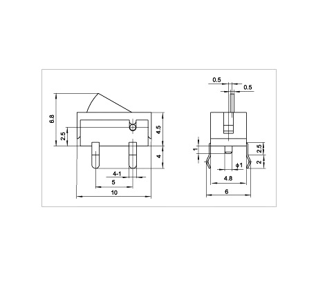 Кнопка тактовая KFC-V-105 (30V 0.2A) 10,0х4,8х4,5мм