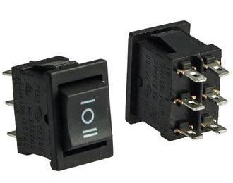 Переключатель клавишный KCD1-203-1-C6-B/6P on-off-on черный