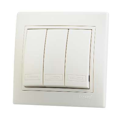 Выключатель Lezard Mira с/у 3-кл 250V 10А бежевый