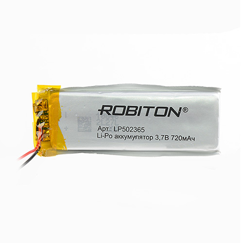 Аккумулятор Robiton LP502365  (Li-pol, 3.7V, 720mAh, 5х23x65mm) 