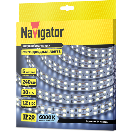 Лента светодиодная Navigator NLS-2835CW240-30-IP20-12V