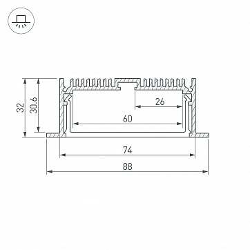 Уценка Профиль встраиваемый SL-LINIA88-F-2000 ANOD (2000х88х32мм)