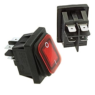Переключатель клавишный SB091 IP65 12V 22x30mm on-off красный