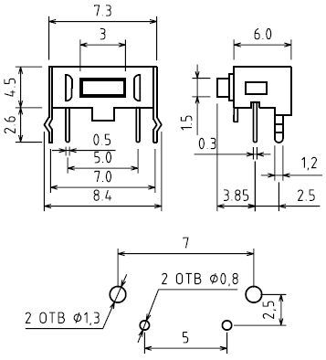 Кнопка тактовая KAN3531-0501B угловая