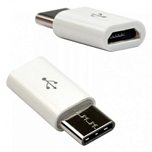 microUSB 5F (гн) - TYPE-C (шт) переходник (белый), Разъём