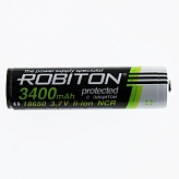 Robiton 18650 NCR18650B (Li-ion, 3.7V, 3400mAh) с платой защиты, высокий контакт