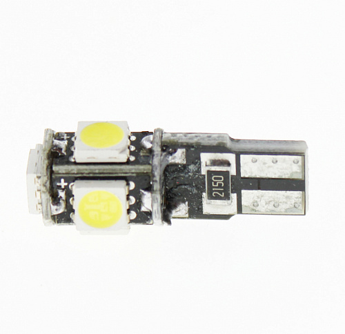 Светодиодная лампа T10 (W5W) 12V 5050 5 SMD LED Canbus White Lumen