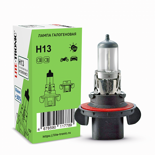 Галогенная лампа головного света H13 Lite-Tronic Vision+30% 12V 60/55W P26,4t 