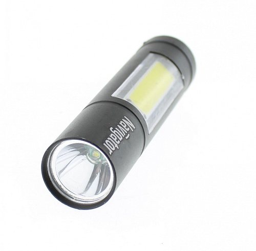 Светодиодный фонарик-брелок Navigator NPT-KC06-ACCU брелок.алюм.1 LED, 1 Вт + 1 COB LED, 3,3 реж,