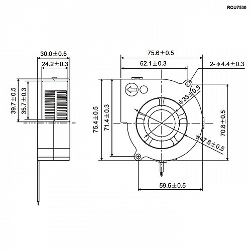 Вентилятор Ruichi RQU7530MS 75x75x30мм 0.1A 24V