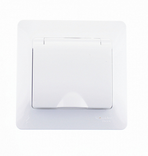 Розетка с крышкой 1-ая с/у с з/к Schneider Electric Glossa 250V 16A белый