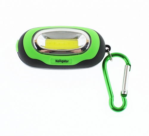 Светодиодный фонарь-брелок Navigator NPT-KC07-G-2CR2032 брелок пласт.1COB LED(1Вт) 3 реж.зел