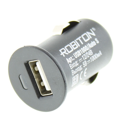 Автомобильное зарядное устройство Robiton USB1000/Auto S, 12/24В, 5В (1А)