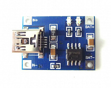 Модуль заряда Li-Ion АКБ на базе TP4056 miniUSB (5В 1А) для Arduino  