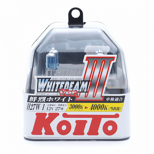 Галогеновые лампы головного света H27/1 Koito WhiteBeam III 12V 27W PJ13 P0728W 2шт уценка