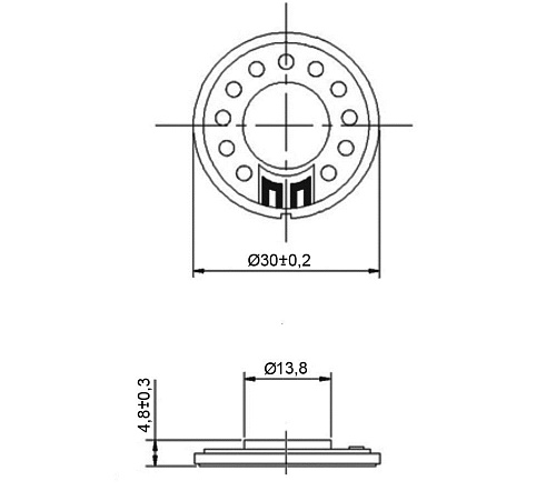 Динамик DXI30N-A 30х4,8мм, 8 Ом, 0,5 Вт