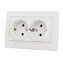Розетка Lezard Mira с/у 2-ая с з/к керамика 250V 16А белая