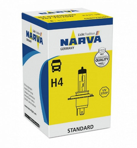 Галогенная лампа головного света H4 Narva Standart 3100K 24V 75/70W P43t-38 48892