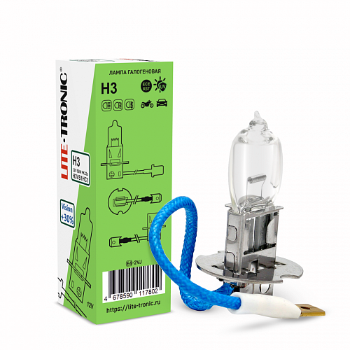 Галогенная лампа головного света H3 Lite-Tronic Vision+30% 12V 55W PK22s