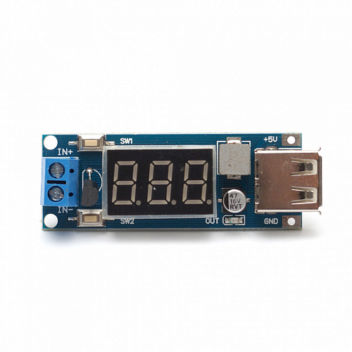 DC-DC стабилизатор понижающий (вход 4,5-40В выход 5В, 2А) с USB выходом и вольтметром для Arduino