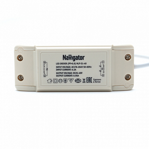 Драйвер Navigator ND-P40-950mA-IP40 (950mA, 25-40V) для панелей серии NLP-S1-40