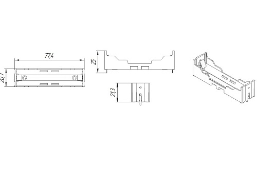 Батарейный отсек 1x18650 на плату