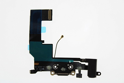 Шлейф для iPhone SE + разъем зарядки + разъем гарнитуры (черный) (100% components)