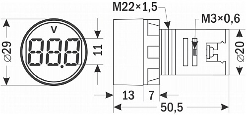 Вольтметр Вольтметр цифровой Omix R30-DV1-Y (5-60B) (желтый)