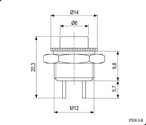 Переключатель кнопочный PSW-3-R off-(on) красный